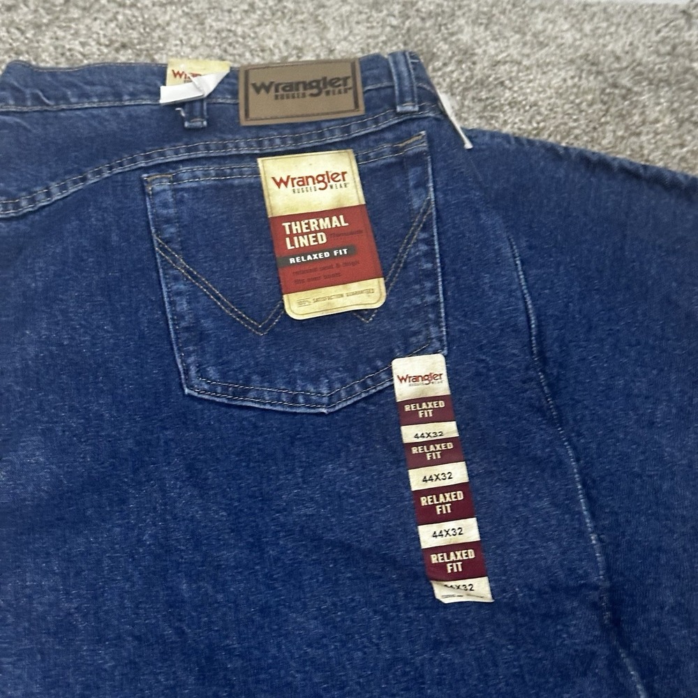 Mens Wrangler Rugged Wear Thermal Jeans - 3M Thinsulate Lining Fleece 42×32 NEW - Picture 2 of 16
